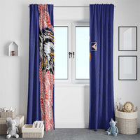 American Samoa Flag Day Window Curtain Tribal Tattoo with Eagle Blue-Red LT03 - Polynesian Pride