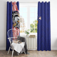 American Samoa Flag Day Window Curtain Tribal Tattoo with Eagle Blue-Red LT03 - Polynesian Pride