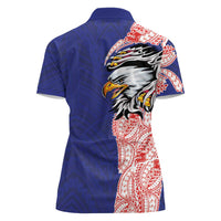 American Samoa Flag Day Women Polo Shirt Tribal Tattoo with Eagle Blue-Red LT03 - Polynesian Pride