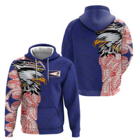 American Samoa Flag Day Zip Hoodie Tribal Tattoo with Eagle Blue-Red LT03 - Polynesian Pride
