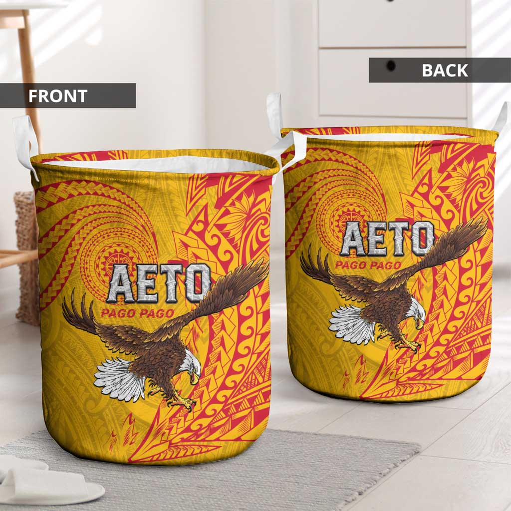 American Samoa Flag Day Laundry Basket Fautasi Race Pago Pago-Aeto Eagle Wings Tribal Style LT03 - Polynesian Pride