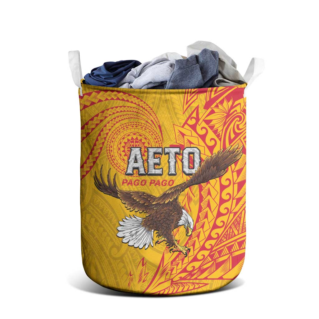 American Samoa Flag Day Laundry Basket Fautasi Race Pago Pago-Aeto Eagle Wings Tribal Style LT03 - Polynesian Pride