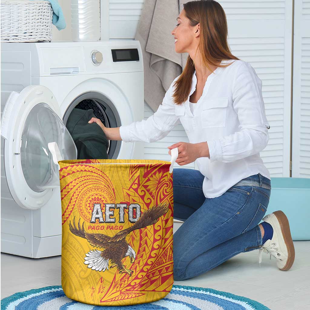 American Samoa Flag Day Laundry Basket Fautasi Race Pago Pago-Aeto Eagle Wings Tribal Style LT03 - Polynesian Pride