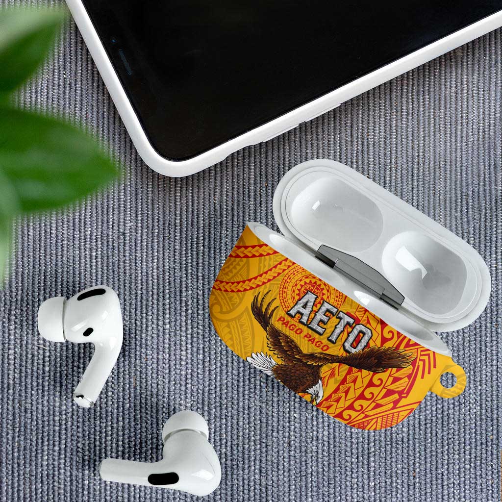 American Samoa Flag Day AirPods Case Fautasi Race Pago Pago-Aeto Eagle Wings Tribal Style