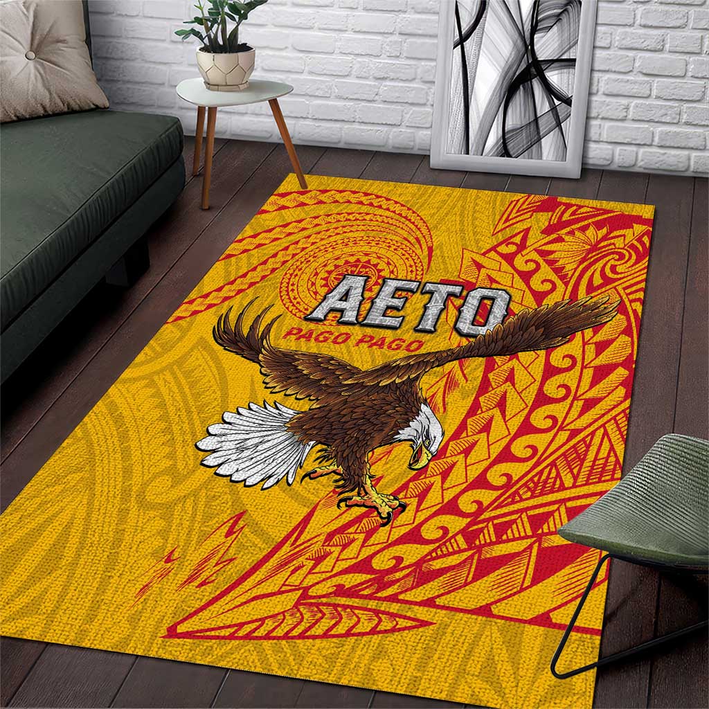 American Samoa Flag Day Area Rug Fautasi Race Pago Pago-Aeto Eagle Wings Tribal Style