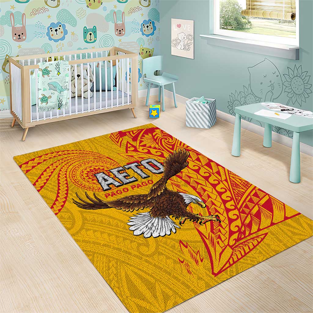 American Samoa Flag Day Area Rug Fautasi Race Pago Pago-Aeto Eagle Wings Tribal Style