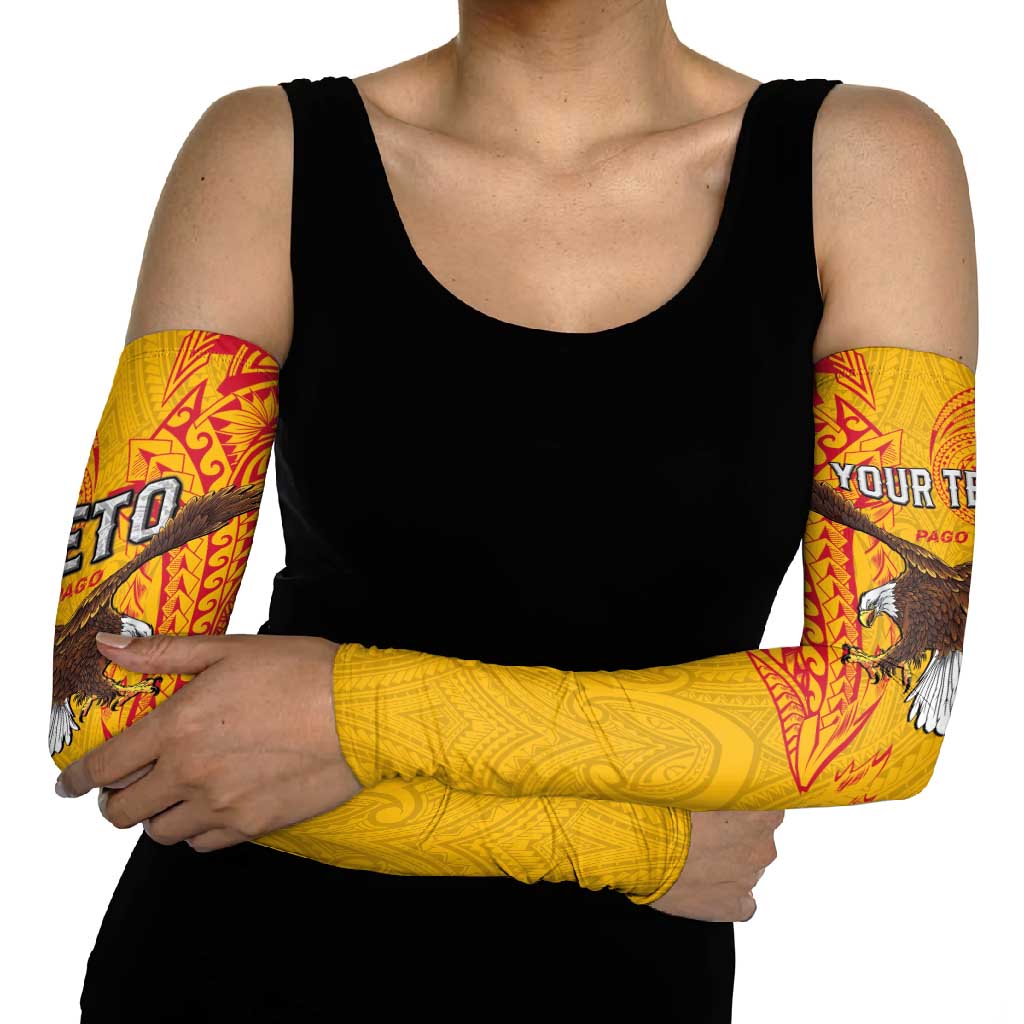 Personalised American Samoa Flag Day Arm Sleeves Fautasi Race Pago Pago-Aeto Eagle Wings Tribal Style LT03 - Polynesian Pride