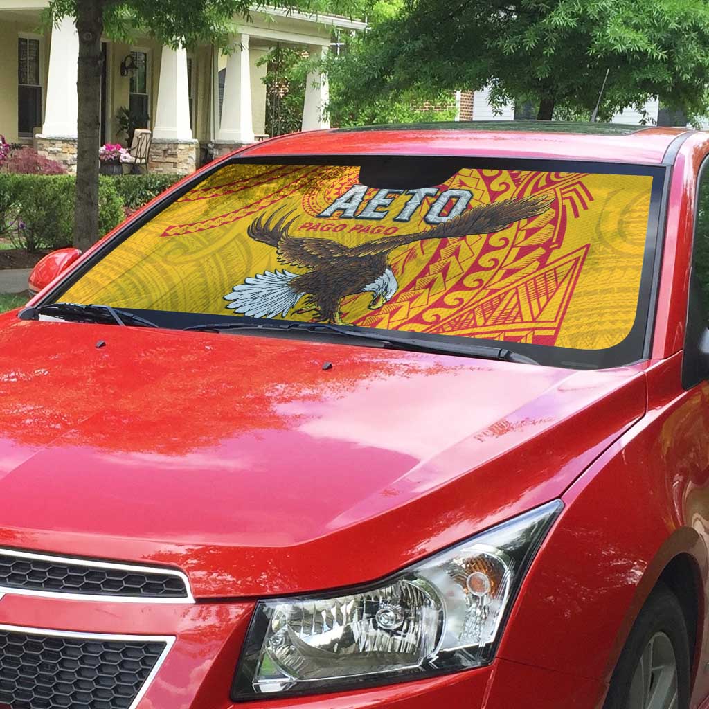 American Samoa Flag Day Auto Sun Shade Fautasi Race Pago Pago-Aeto Eagle Wings Tribal Style LT03 - Polynesian Pride
