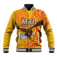 Personalised American Samoa Flag Day Baseball Jacket Fautasi Race Pago Pago-Aeto Eagle Wings Tribal Style