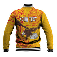 Personalised American Samoa Flag Day Baseball Jacket Fautasi Race Pago Pago-Aeto Eagle Wings Tribal Style