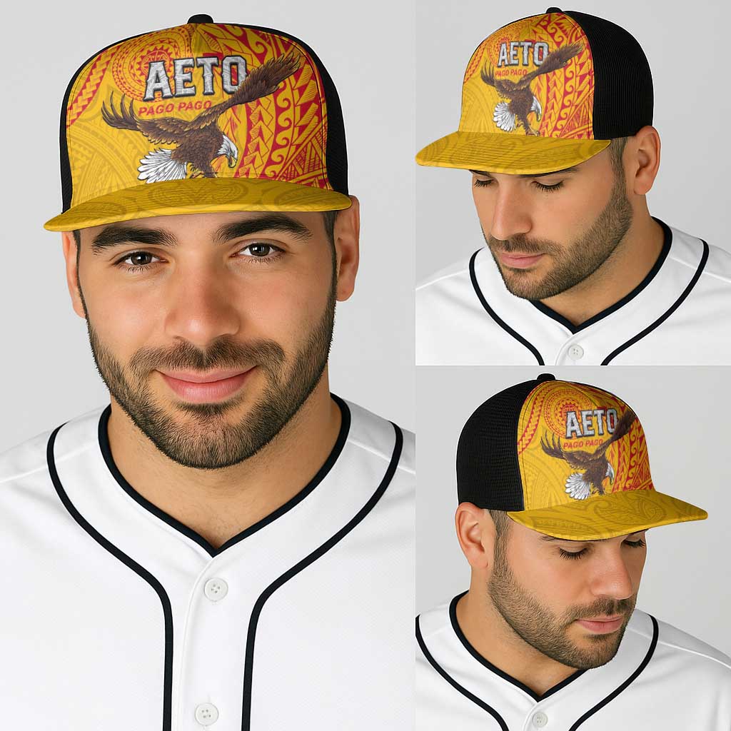 American Samoa Flag Day Baseball Net Cap Fautasi Race Pago Pago-Aeto Eagle Wings Tribal Style LT03 - Polynesian Pride