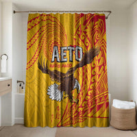 American Samoa Flag Day Bathroom Set Fautasi Race Pago Pago-Aeto Eagle Wings Tribal Style LT03 Shower Curtain Only Multicolor - Polynesian Pride