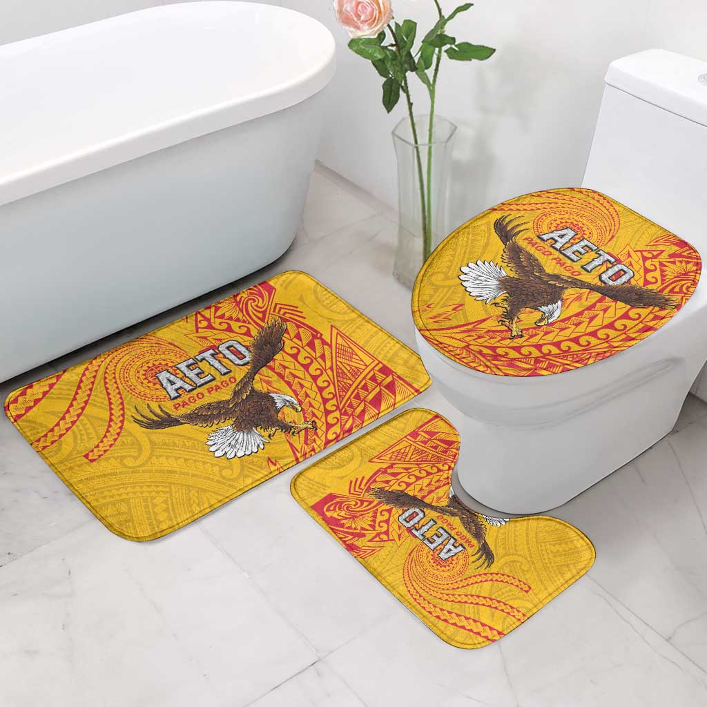 American Samoa Flag Day Bathroom Set Fautasi Race Pago Pago-Aeto Eagle Wings Tribal Style LT03 - Polynesian Pride
