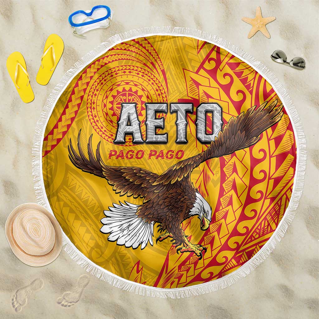 American Samoa Flag Day Beach Blanket Fautasi Race Pago Pago-Aeto Eagle Wings Tribal Style LT03 One Size 150cm Multicolor - Polynesian Pride