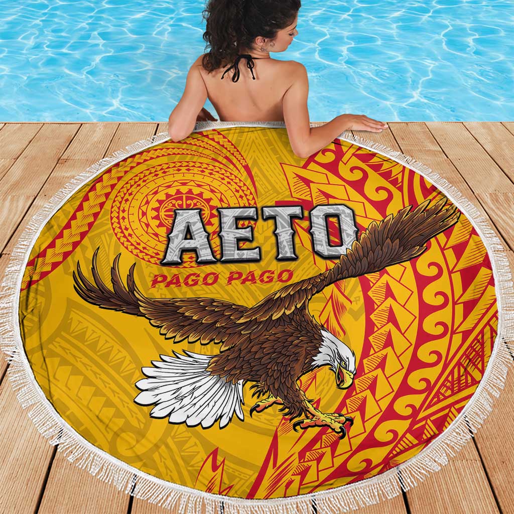 American Samoa Flag Day Beach Blanket Fautasi Race Pago Pago-Aeto Eagle Wings Tribal Style LT03 - Polynesian Pride