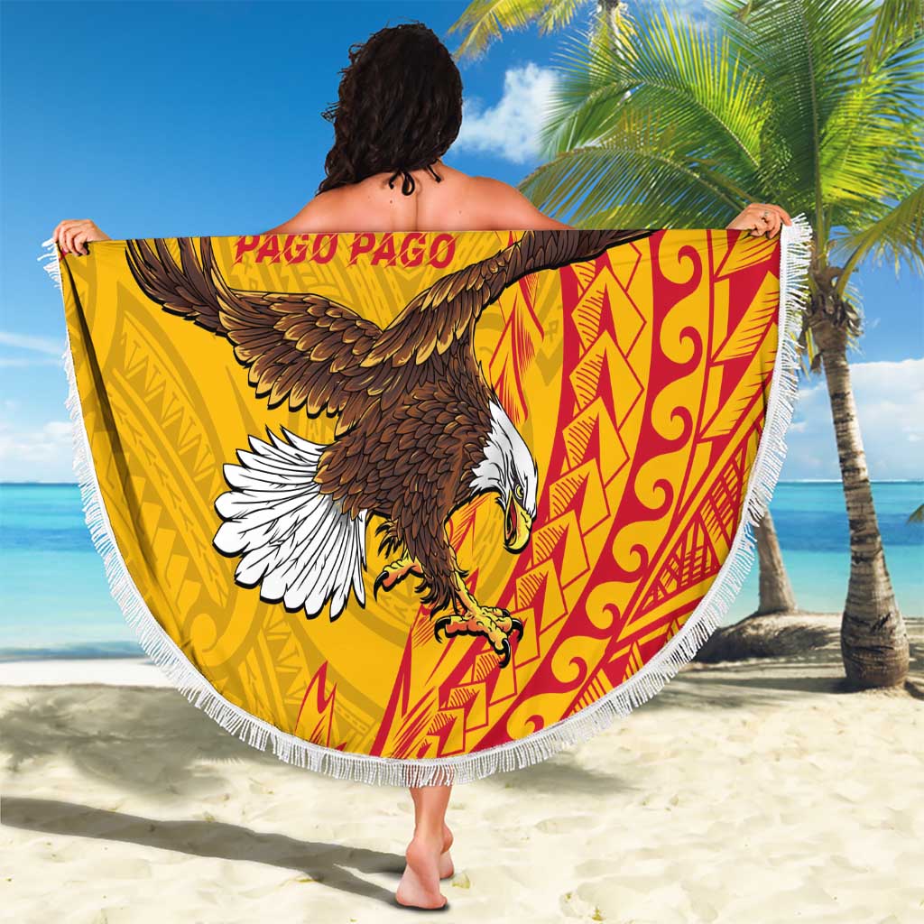 American Samoa Flag Day Beach Blanket Fautasi Race Pago Pago-Aeto Eagle Wings Tribal Style LT03 - Polynesian Pride