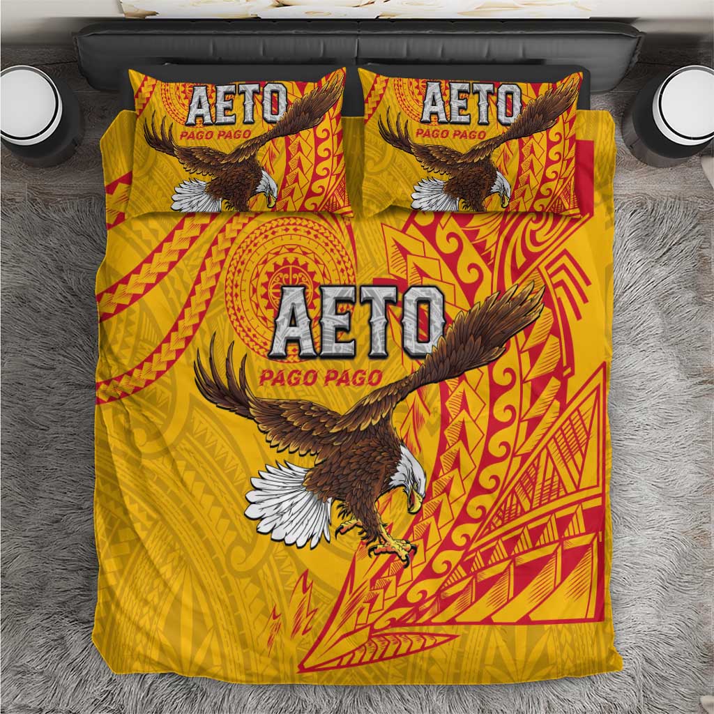 American Samoa Flag Day Bedding Set Fautasi Race Pago Pago-Aeto Eagle Wings Tribal Style LT03 Multicolor - Polynesian Pride