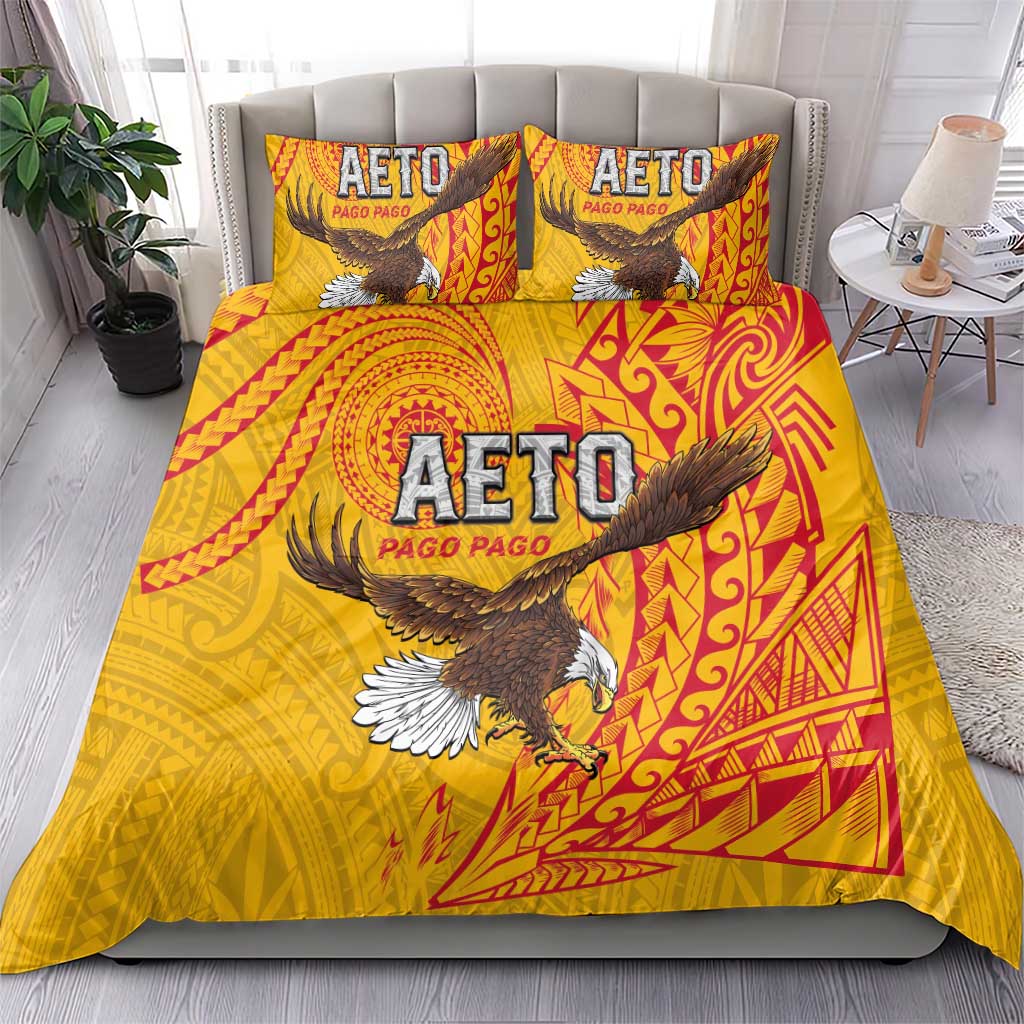 American Samoa Flag Day Bedding Set Fautasi Race Pago Pago-Aeto Eagle Wings Tribal Style