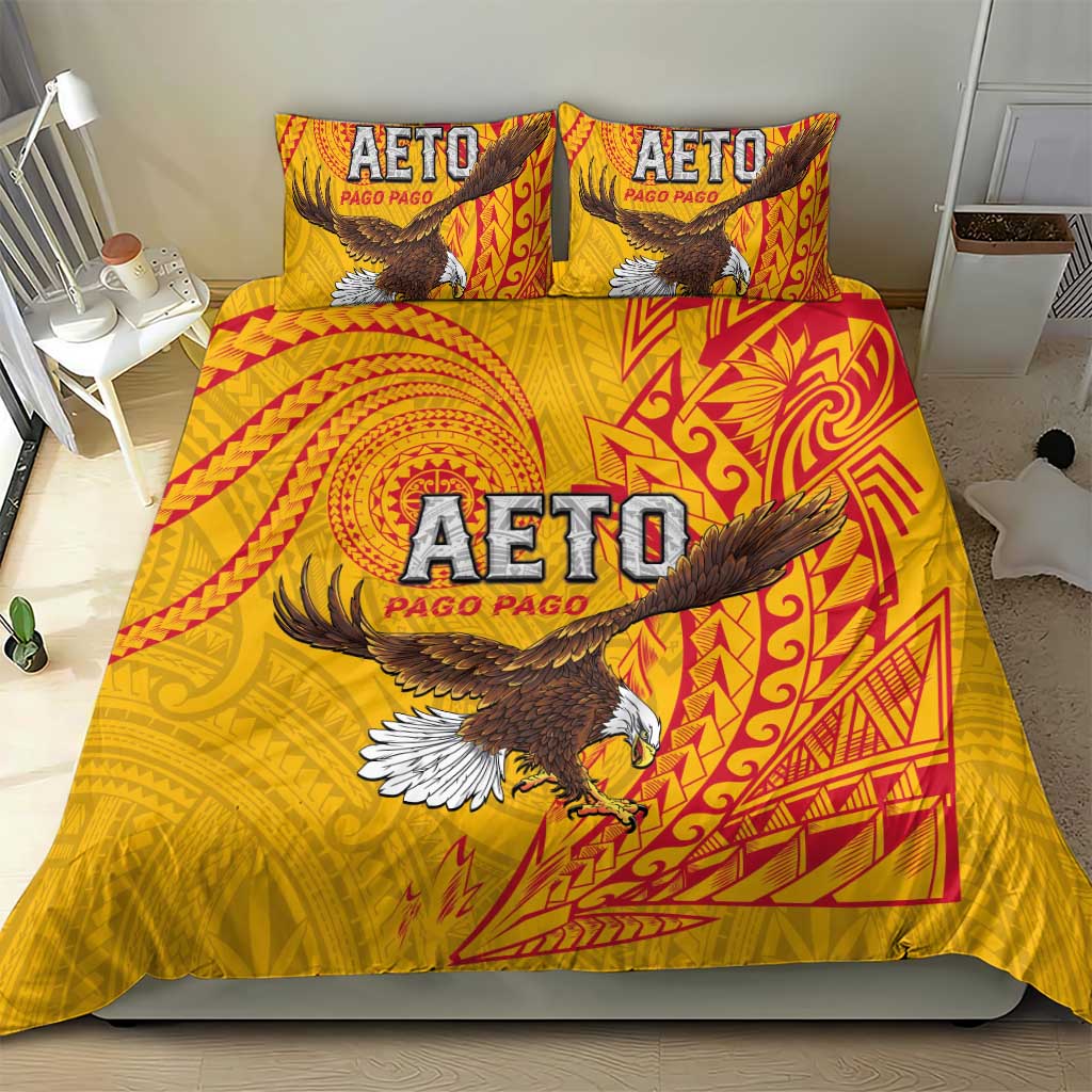 American Samoa Flag Day Bedding Set Fautasi Race Pago Pago-Aeto Eagle Wings Tribal Style
