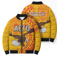 Personalised American Samoa Flag Day Bomber Puffer Jacket Fautasi Race Pago Pago-Aeto Eagle Wings Tribal Style LT03 - Polynesian Pride