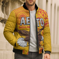 Personalised American Samoa Flag Day Bomber Puffer Jacket Fautasi Race Pago Pago-Aeto Eagle Wings Tribal Style LT03 - Polynesian Pride