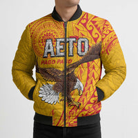 Personalised American Samoa Flag Day Bomber Puffer Jacket Fautasi Race Pago Pago-Aeto Eagle Wings Tribal Style LT03 - Polynesian Pride