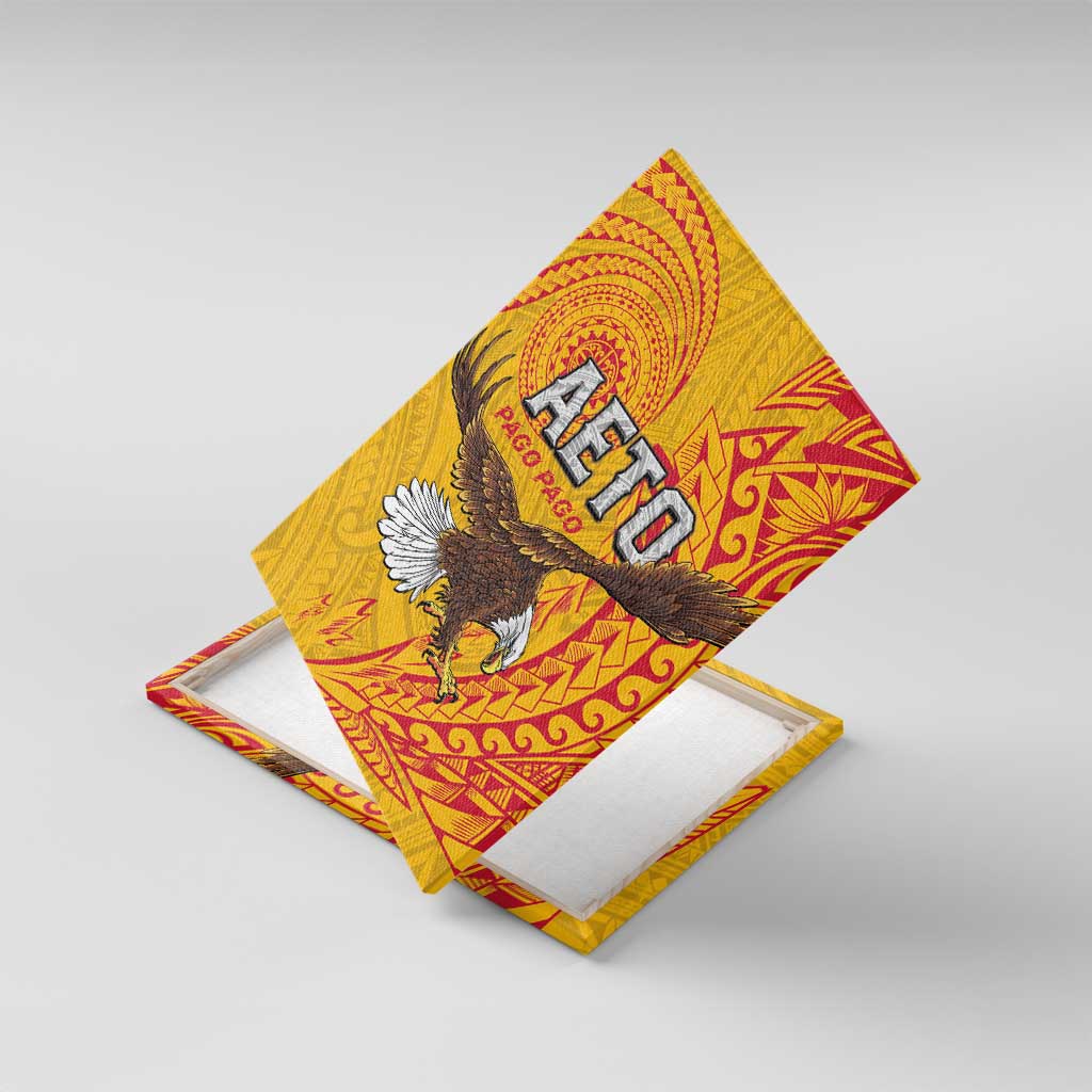 American Samoa Flag Day Canvas Wall Art Fautasi Race Pago Pago-Aeto Eagle Wings Tribal Style LT03 With Frame Multicolor - Polynesian Pride