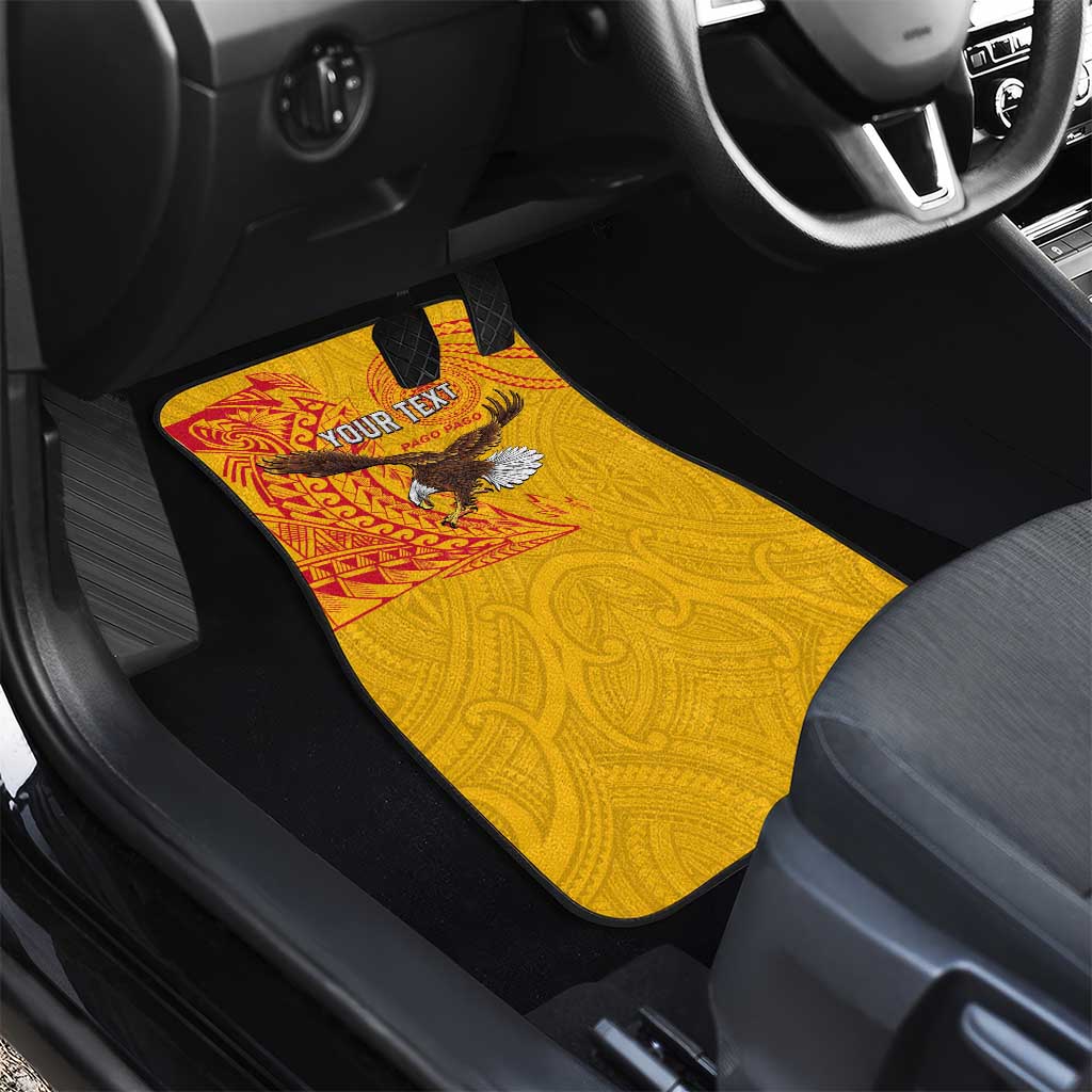 Personalised American Samoa Flag Day Car Mats Fautasi Race Pago Pago-Aeto Eagle Wings Tribal Style LT03 - Polynesian Pride
