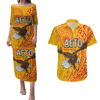 Personalised American Samoa Flag Day Couples Matching Puletasi and Hawaiian Shirt Fautasi Race Pago Pago-Aeto Eagle Wings Tribal Style