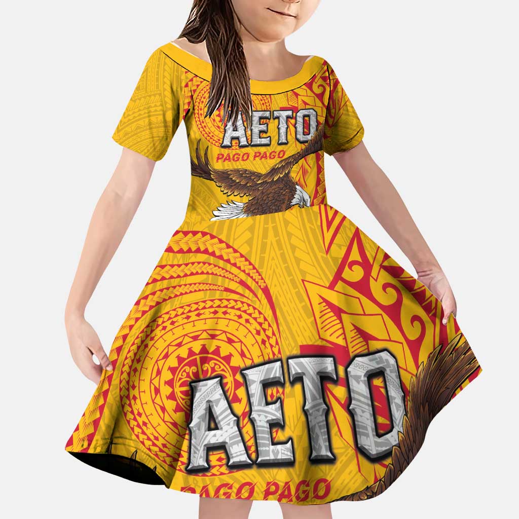 Personalised American Samoa Flag Day Family Matching Mermaid Dress and Hawaiian Shirt Fautasi Race Pago Pago-Aeto Eagle Wings Tribal Style