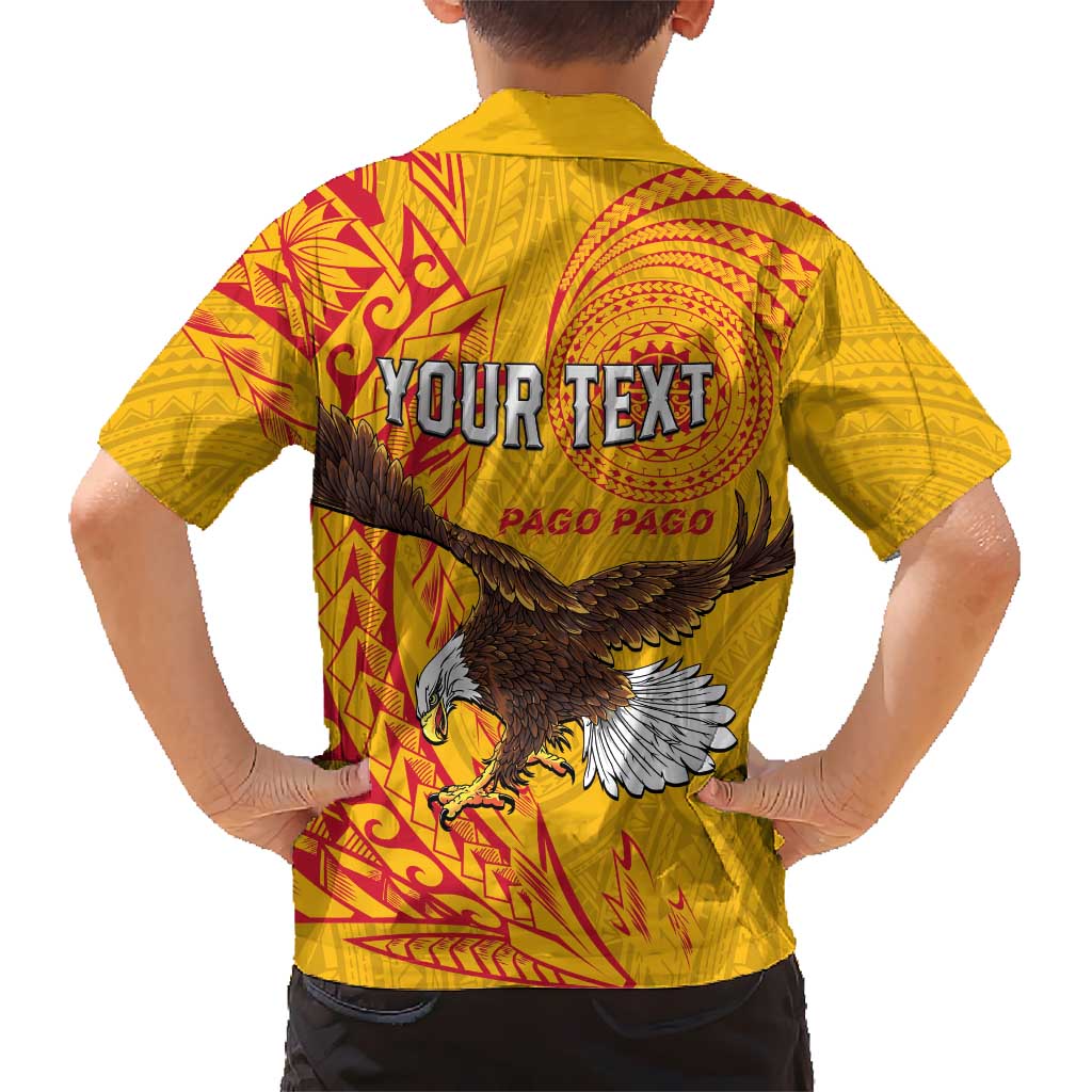 Personalised American Samoa Flag Day Family Matching Off Shoulder Short Dress and Hawaiian Shirt Fautasi Race Pago Pago-Aeto Eagle Wings Tribal Style