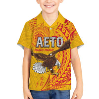 Personalised American Samoa Flag Day Family Matching Off Shoulder Short Dress and Hawaiian Shirt Fautasi Race Pago Pago-Aeto Eagle Wings Tribal Style