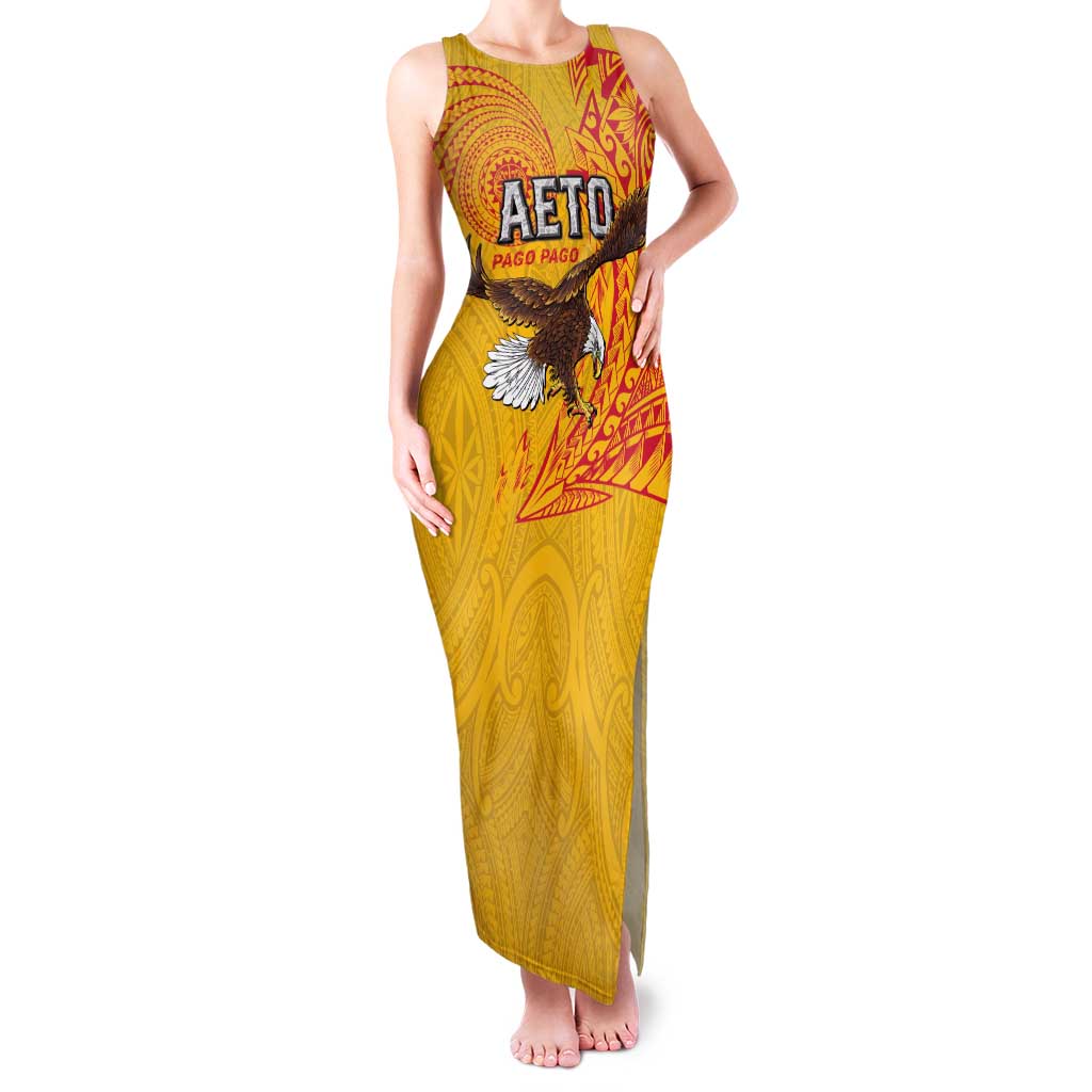 Personalised American Samoa Flag Day Family Matching Tank Maxi Dress and Hawaiian Shirt Fautasi Race Pago Pago-Aeto Eagle Wings Tribal Style