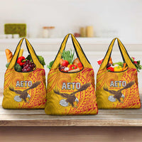 American Samoa Flag Day Grocery Bag Fautasi Race Pago Pago-Aeto Eagle Wings Tribal Style LT03 3-pack One Size Multicolor - Polynesian Pride