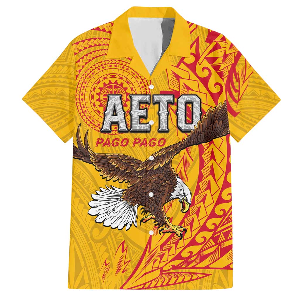 Personalised American Samoa Flag Day Hawaiian Shirt Fautasi Race Pago Pago-Aeto Eagle Wings Tribal Style
