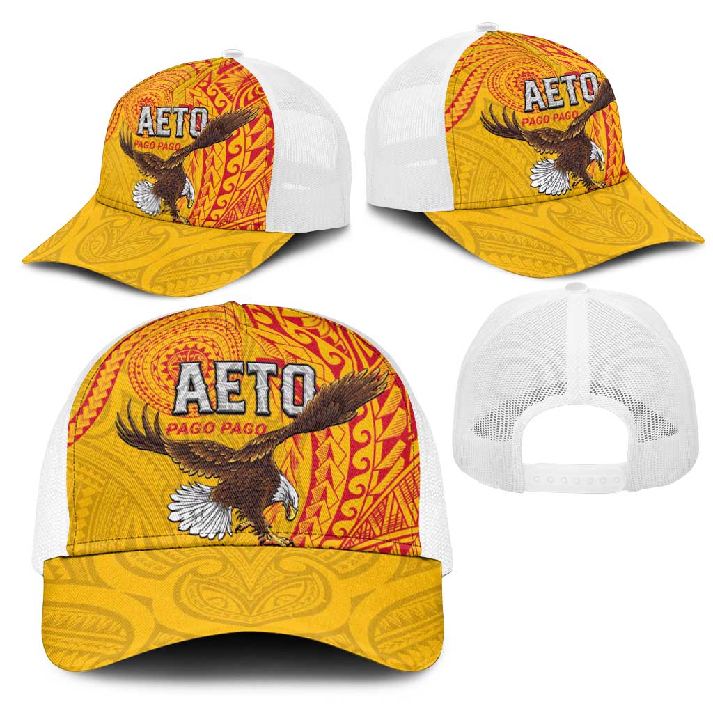 American Samoa Flag Day Mesh Trucker Cap Fautasi Race Pago Pago-Aeto Eagle Wings Tribal Style LT03 - Polynesian Pride