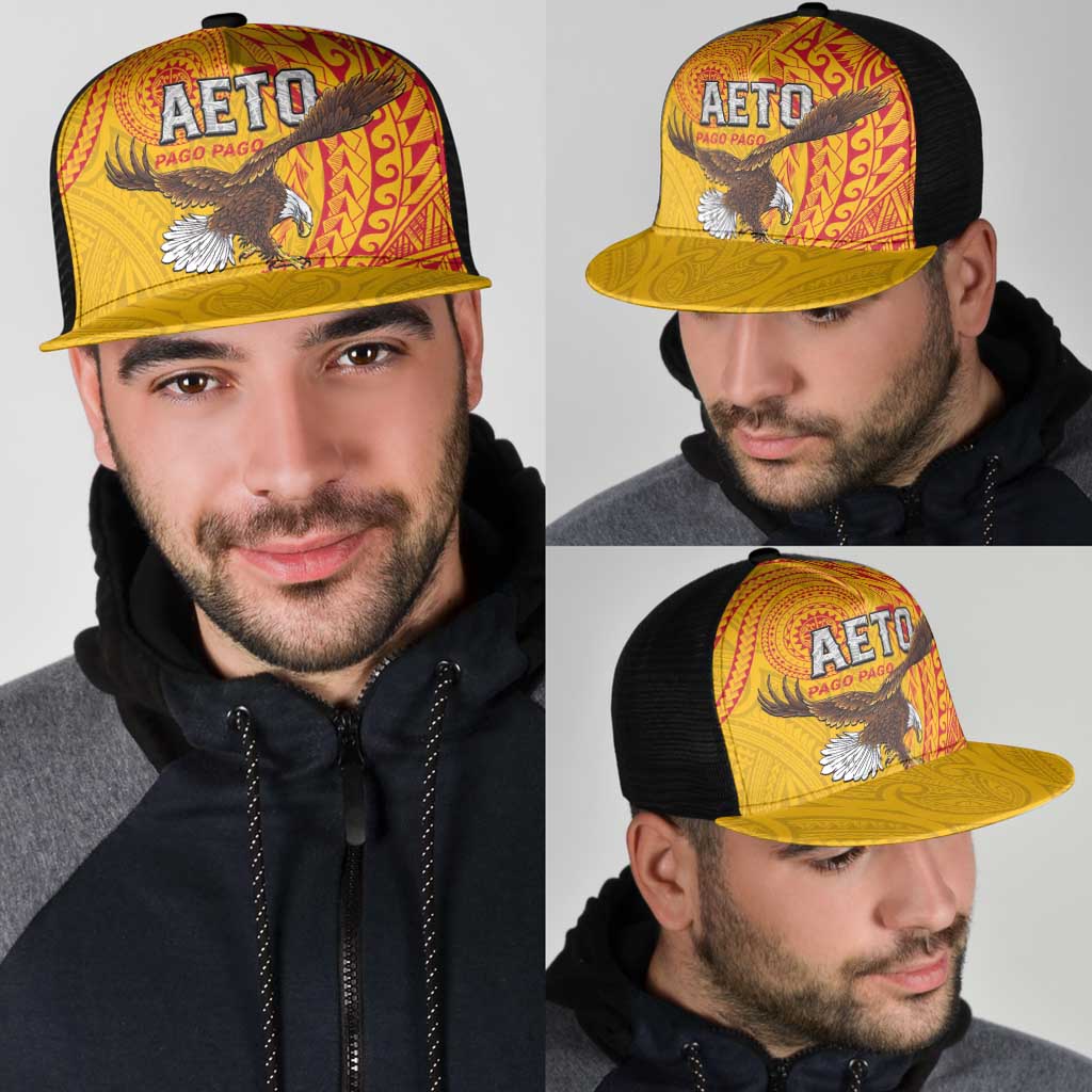 American Samoa Flag Day Mesh Trucker Cap Fautasi Race Pago Pago-Aeto Eagle Wings Tribal Style LT03 - Polynesian Pride
