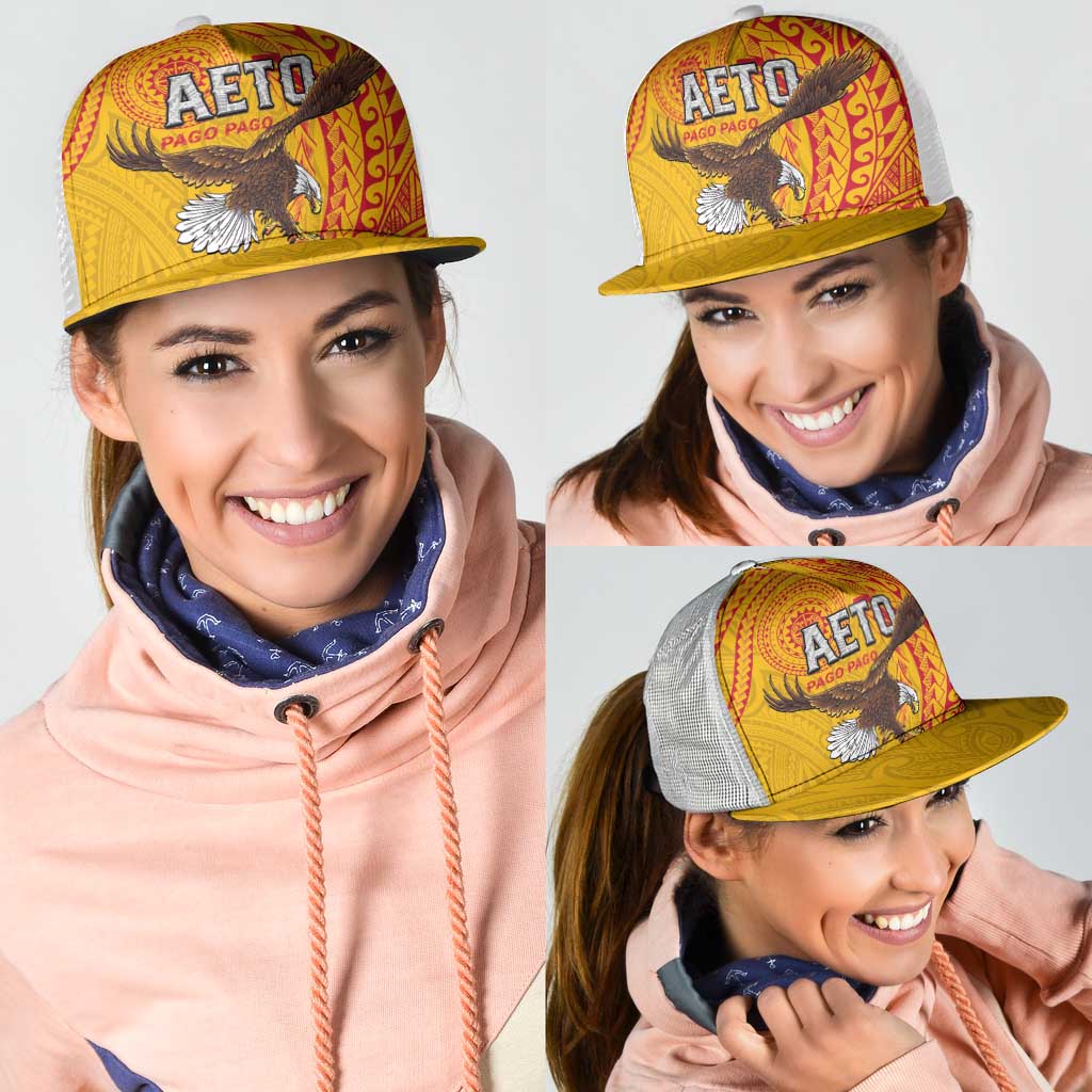 American Samoa Flag Day Mesh Trucker Cap Fautasi Race Pago Pago-Aeto Eagle Wings Tribal Style LT03 - Polynesian Pride