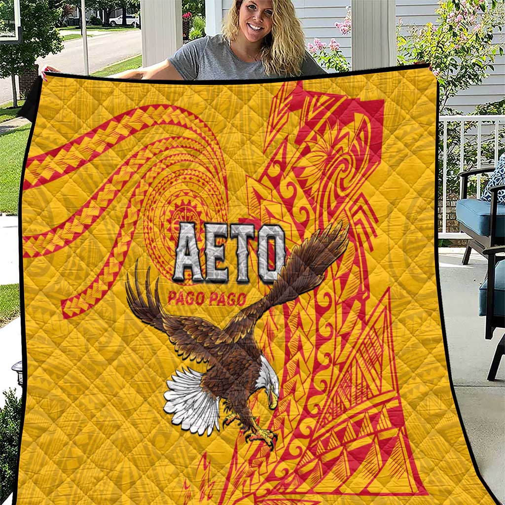 American Samoa Flag Day Quilt Fautasi Race Pago Pago-Aeto Eagle Wings Tribal Style LT03 Multicolor - Polynesian Pride