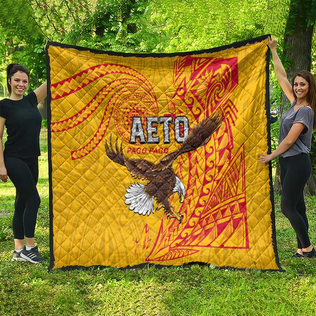 American Samoa Flag Day Quilt Fautasi Race Pago Pago-Aeto Eagle Wings Tribal Style LT03 - Polynesian Pride