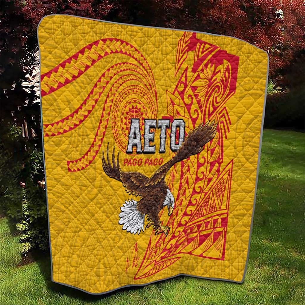 American Samoa Flag Day Quilt Fautasi Race Pago Pago-Aeto Eagle Wings Tribal Style LT03 - Polynesian Pride
