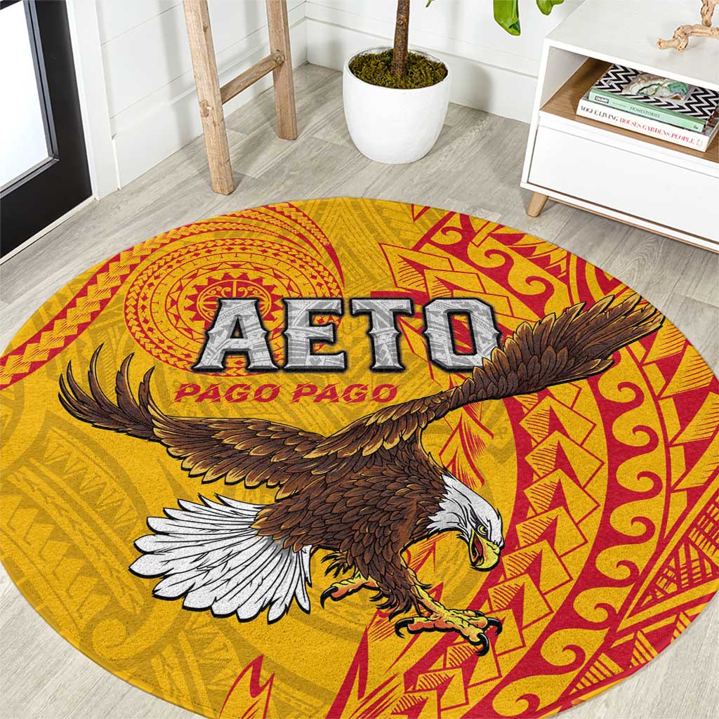 American Samoa Flag Day Round Carpet Fautasi Race Pago Pago-Aeto Eagle Wings Tribal Style LT03 Multicolor - Polynesian Pride