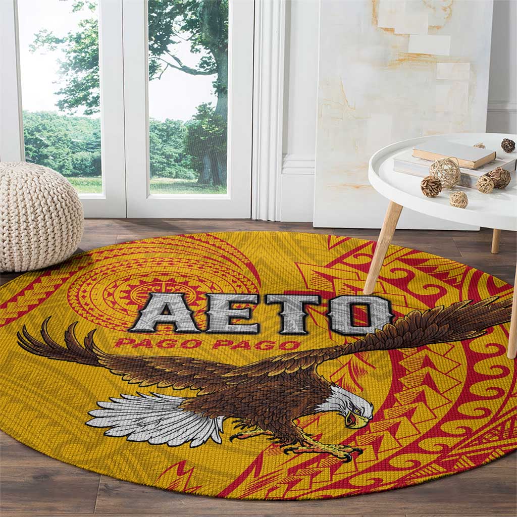 American Samoa Flag Day Round Carpet Fautasi Race Pago Pago-Aeto Eagle Wings Tribal Style LT03 - Polynesian Pride