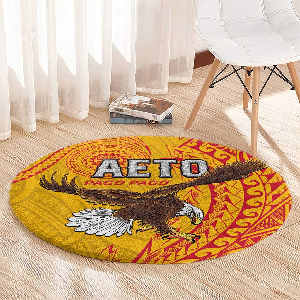 American Samoa Flag Day Round Carpet Fautasi Race Pago Pago-Aeto Eagle Wings Tribal Style LT03 - Polynesian Pride