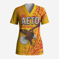 Personalised American Samoa Flag Day Scrub Top Fautasi Race Pago Pago-Aeto Eagle Wings Tribal Style LT03 Adult Multicolor - Polynesian Pride