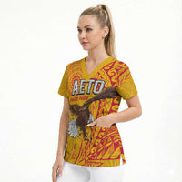 Personalised American Samoa Flag Day Scrub Top Fautasi Race Pago Pago-Aeto Eagle Wings Tribal Style LT03 - Polynesian Pride