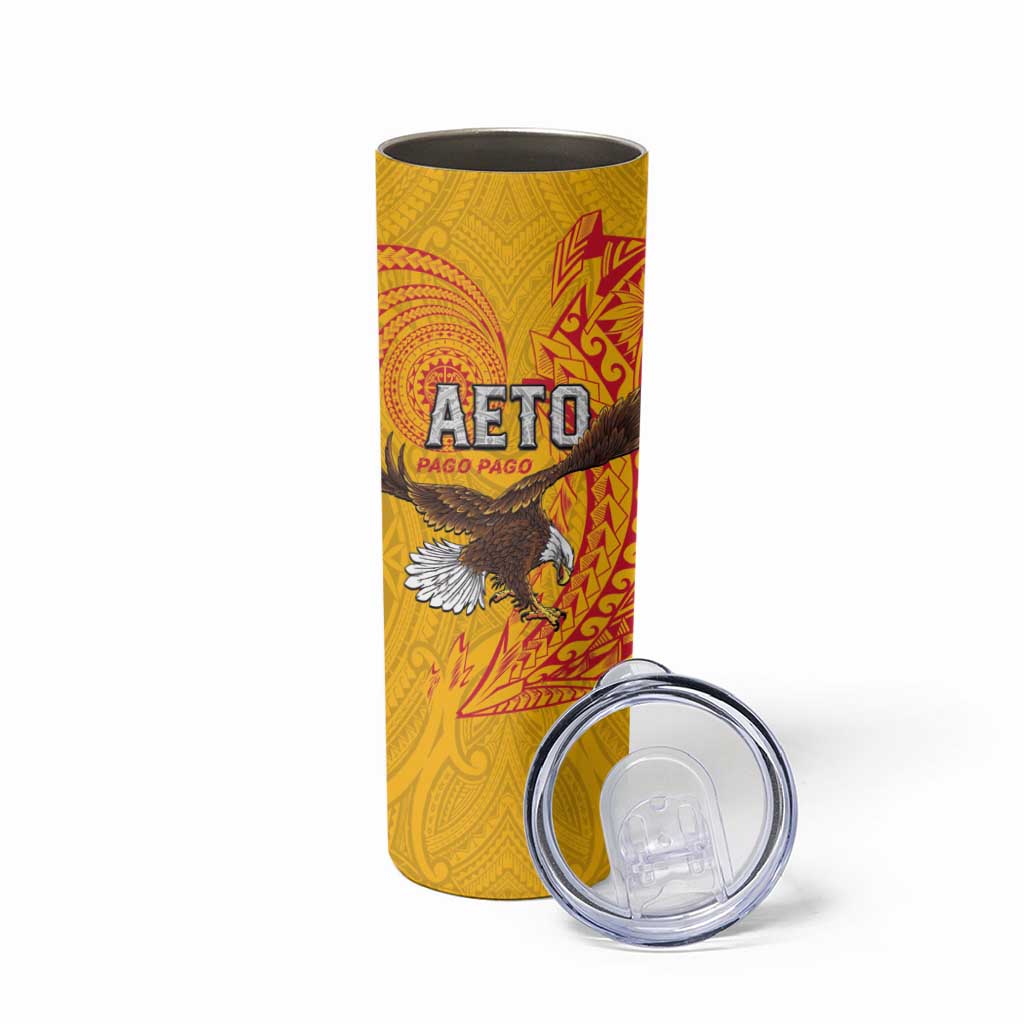 American Samoa Flag Day Skinny Tumbler Fautasi Race Pago Pago-Aeto Eagle Wings Tribal Style