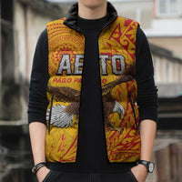 Personalised American Samoa Flag Day Sleeveless Puffer Jacket Fautasi Race Pago Pago-Aeto Eagle Wings Tribal Style LT03 - Polynesian Pride