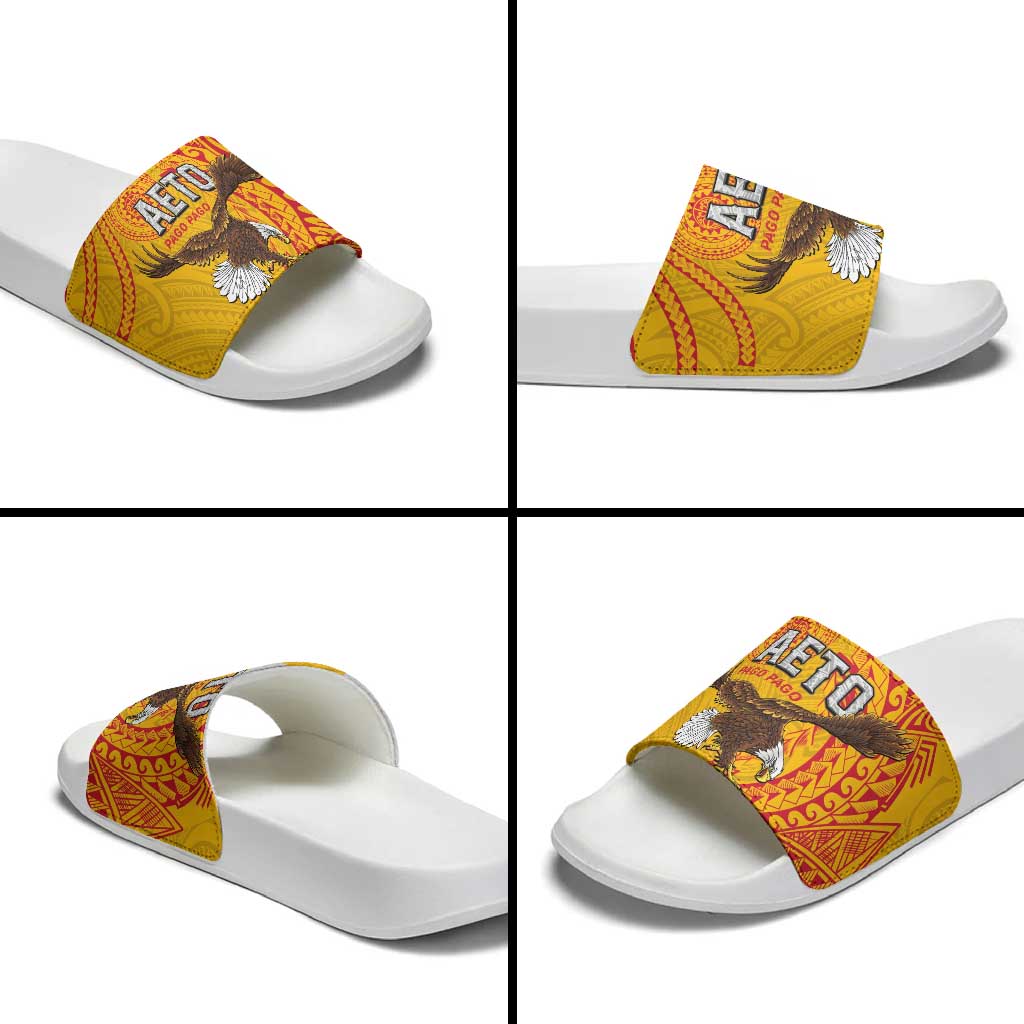 American Samoa Flag Day Slide Sandals Fautasi Race Pago Pago-Aeto Eagle Wings Tribal Style LT03 - Polynesian Pride
