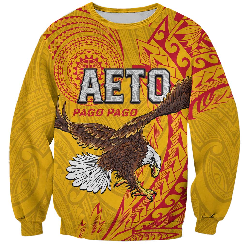 Personalised American Samoa Flag Day Sweatshirt Fautasi Race Pago Pago-Aeto Eagle Wings Tribal Style LT03 Unisex Multicolor - Polynesian Pride